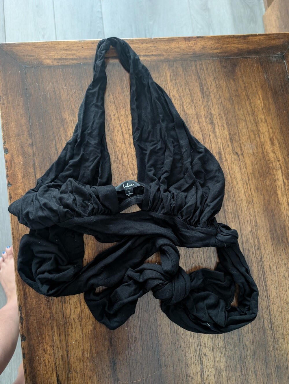 Lulu's Black Ruched Halter Top 🖤 Fun For Raves Size S